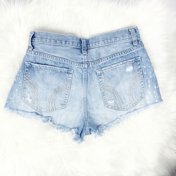 Hollister Cut Off Jean Shorts Distressed Bleached - Picture 4 of 7
